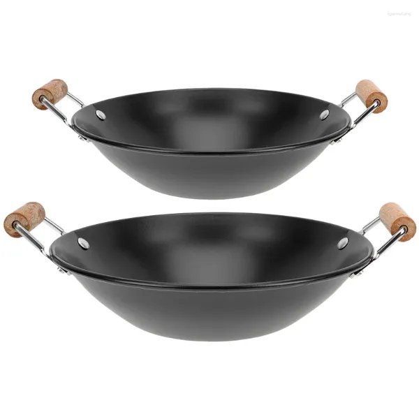 Casseroles 2 pièces en acier inoxydable plaque de cuisine fourniture de cuisine friture antiadhésive avec couvercle nouilles marmite poêle en bois métal sec individuel