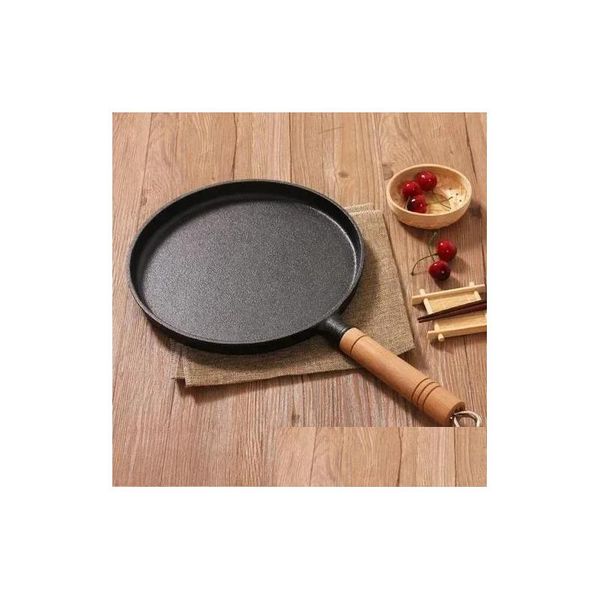 Pans 26cm épaissie en fonte antiadhésive poêle à frire couche-gâteau gâteau crêpe crêpière plaque plate petit-déjeuner omelette cuisson goutte deliv otx7d