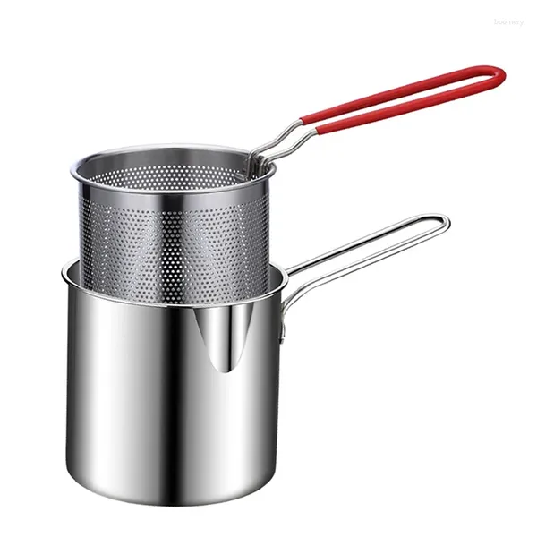 Sartenes 2 uds/3 uds/4 Uds olla para freír de acero inoxidable freidora de patatas fritas con colador herramienta de cocina para freír pollo frito