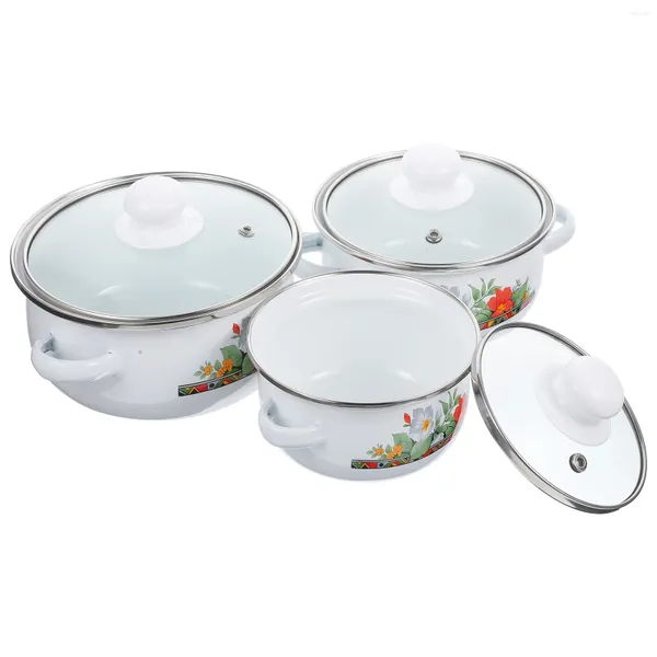 Sartenes 3 piezas ollas de cocina mini sartén para sopa esmalte vintage estufa superior pequeños utensilios de cocina utensilios de cocina