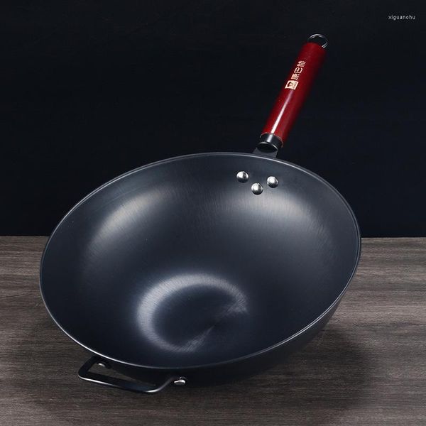 Sartenes Ollas De 36 Cm Y Olla De Cocina Utensilios De Cocina De Hierro Fundido Sartén Wok Sin Recubrimiento Cocina De Inducción Gas Universal Antiadherente Freír