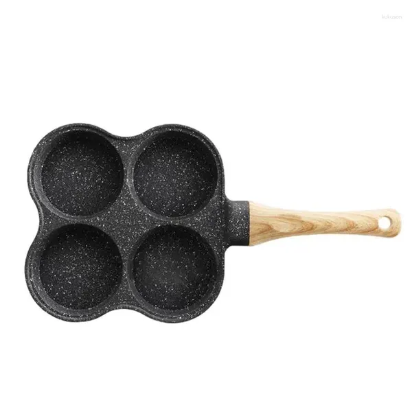 Sartenes 4 tazas Pan de huevo Desayuno antiadherente Freír con anillo anti-quemaduras de acero inoxidable Cocina fácil de limpiar para panqueques