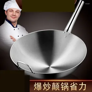 Pannen 43 cm kookpot non stick wok pan gas kachel speciale roestvrijstalen koekenpotten en set commerciële koolstof