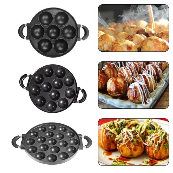 Sartenes con 7 /12 /15 agujeros, fabricante de Takoyaki, olla para parrilla, plato de bola de pulpo, formas para cocinar en casa, bandeja de molde, sartén para herramientas de cocina