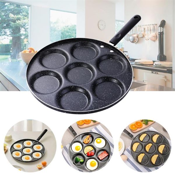 Casseroles 7 trous poêle à frire résistant à l'usure résistant à la chaleur oeuf crêpe Steak poêle cuisson jambon petit déjeuner fabricant accessoires de cuisine 317P