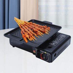 Pannen Aluminiumlegering Koreaanse stijl grillpan Draagbare multifunctionele rechthoek Roosteren Barbecue Grill voor frituren