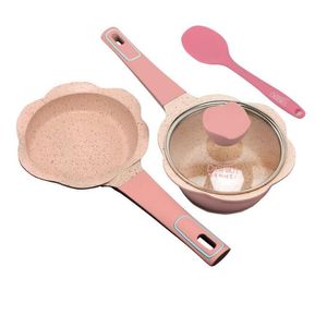 Sartenes Suplemento alimenticio para bebés Maifan Stone Pink Olla antiadherente Gachas Mini Sopa para niños WMQ1090