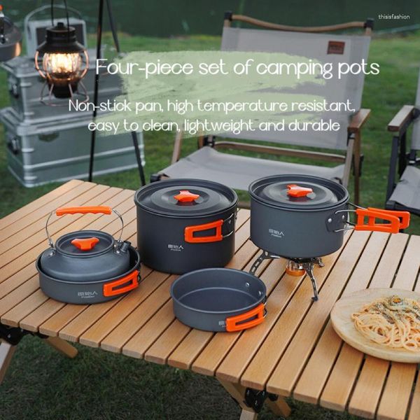 Casseroles Camping Ustensiles De Cuisine En Plein Air Casserole Bouilloire Équipement De Friture Portable Sauvage Vaisselle Ensemble Pot Fournitures