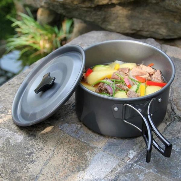 Casseroles de Camping, ustensiles de cuisine portables antiadhésifs, Kit de sac à dos de pique-nique en plein air, casseroles légères, bouilloire