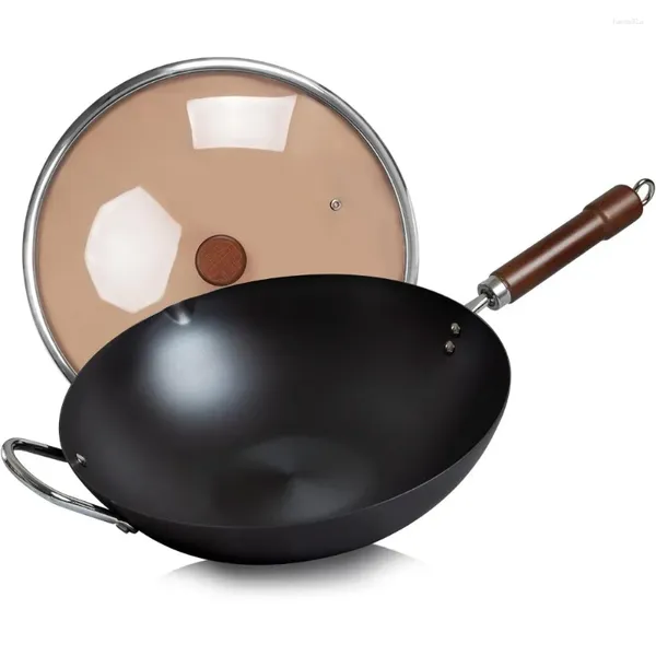 Poêles en acier au carbone Wok Pan 13,4 