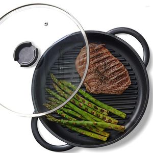 Pannen Gegoten Aluminium Bakplaat Met Lushandvat Anti-aanbak Steak Grill Lichter Dan Ijzeren Koekenpan Voor Alle Warmtebronnen 11 Inch