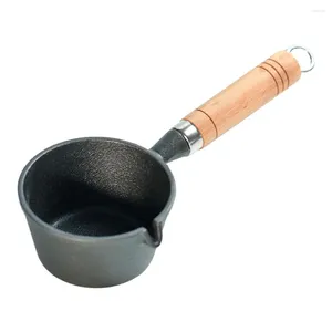 Casserole en fonte poêle wok chauffeur de pot mini sauce soupe à frire à l'œuf bouillant aliment de fusion mâle en bois poignée en bois