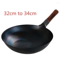 Poêles en fonte Wok maison non enduite manuelle poêle antiadhésive fond rond cuisinière à induction cuisinière à gaz friture cuisson antiadhésive livraison directe G ot5Fd