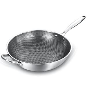 PANS COATTE PAN NUTSTIK WOK 304 roestvrij staal woks fry pannen met handvat koken keuken kookgerei drop levering home tuin dineren dh2d9