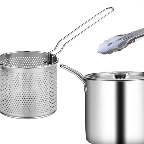 Sartenes freidora olla sopa utensilios de cocina de acero inoxidable con cesta para comedor picnic camping cocina casera