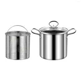 Casseroles Friteuse Pot avec panier filtrant grande capacité cuisson à la vapeur ustensiles de cuisine nouilles de cuisine pour pique-nique fête maison
