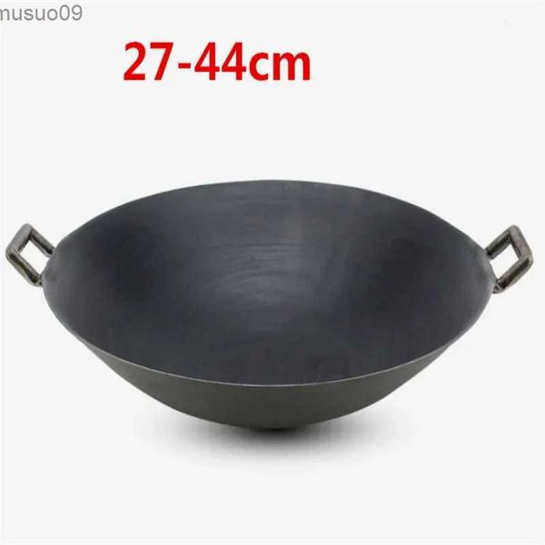 Pans Double Ear Cast Iron Wok Visiates de cuisine non enrobées non coastées Classic Outdoor Camping Chinois Gas de cuisine Cuisine de cuisine Wok Pan Fry Panl2403