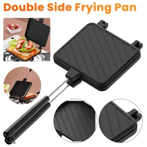 Pans à double face poêle sans bâton Sandwich Toast Toast Maker Aluminium Flip Grill avec manche de cuisine