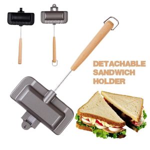 Poêles Double Face Sable Antiadhésive Pliable Grill Friture Pour Pain Toast Petit Déjeuner Machine Gâteau Maker 230224