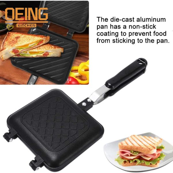 Casseroles Double Face Poêle À Sable Antiadhésive Pliable Grill Friture pour Pain Toast Petit Déjeuner Machine Gaufre Crêpière 230731