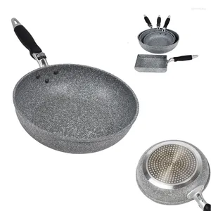 Poêles à frire en pierre durable Poêle à wok antiadhésive Pot en céramique Friteuse à induction Steak Cuisson Cuisinière à gaz Poêle Ustensile de cuisine pour ensemble de cuisine