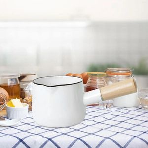 Casseroles en émail en émail antiadhésif avec un bouton de bec réchauffeur de beurre pour camping pour pique-nique cuisine