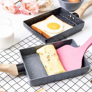 Pannen Koekenpan Tamagoyaki Omelet Zwart Non-stick Fry Ei Pannenkoek Keuken Pot Alleen Gebruik Voor Gasfornuis Accessoires