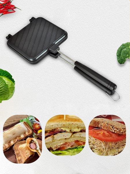 Pans Sandwich antiadhésif Maker Iron Pain Pain Petit-déjeuner Machine de petit-déjeuner Waffle Pancake Blaking Barbecue Four Moule de moule Moule de moule à frire