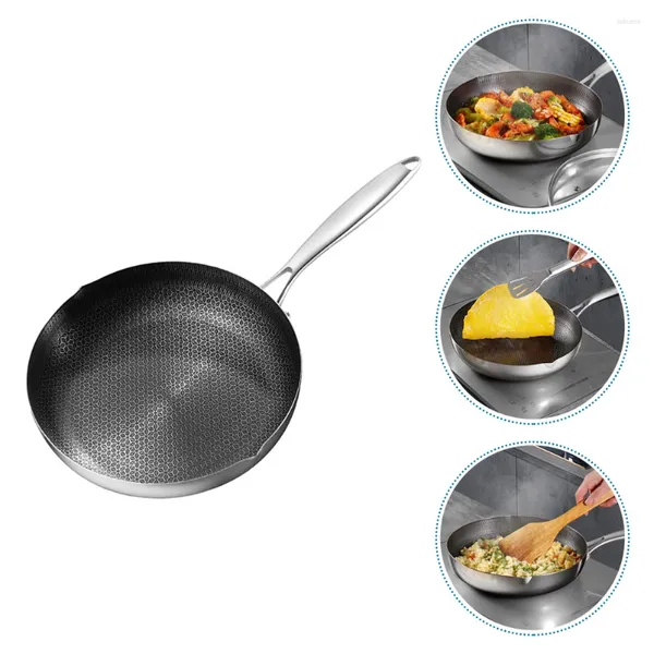 Casseroles Pan Pan antiadhésif Ustensiles de cuisine Wok traditionnel Oeufs frits en acier inoxydable nid d'abeille antiadhésif pour cuisinière à gaz