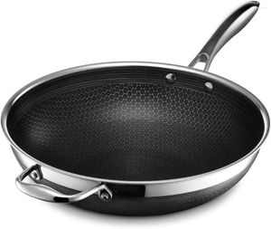 Casseroles HexClad Wok antiadhésif hybride de 12 pouces, lavable au lave-vaisselle et au four, compatible avec toutes les tables de cuisson