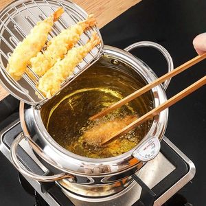 Sartenes estilo de alta calidad olla para freír Tempura freidora Control de sartén pollo frito herramientas de cocina utensilio de cocina