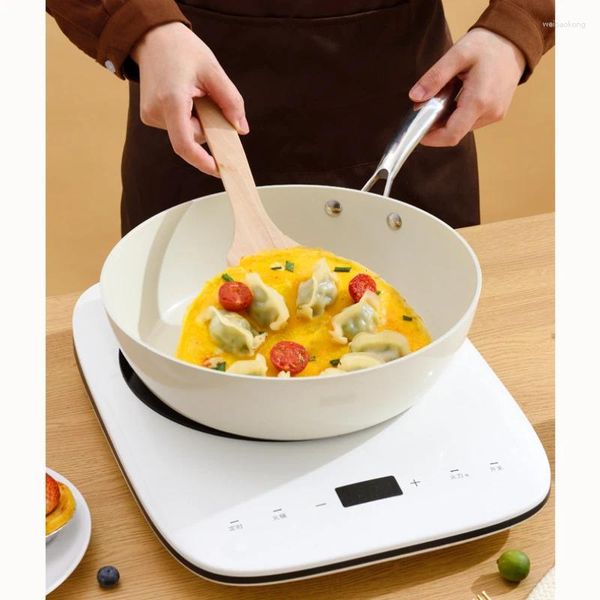 Casseroles Galets de haute valeur Wok Pan Facile à nettoyer Friture antiadhésive Cuisinière à induction à gaz Cuisine universelle Marmite domestique