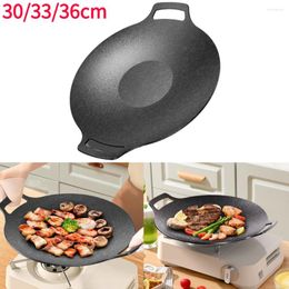 PANS MAISON BARBECUE PAN PORTABLE FRYING BINAURAL DESIGNE CAMPING Pot chauffage uniformément pour la randonnée en pique-nique