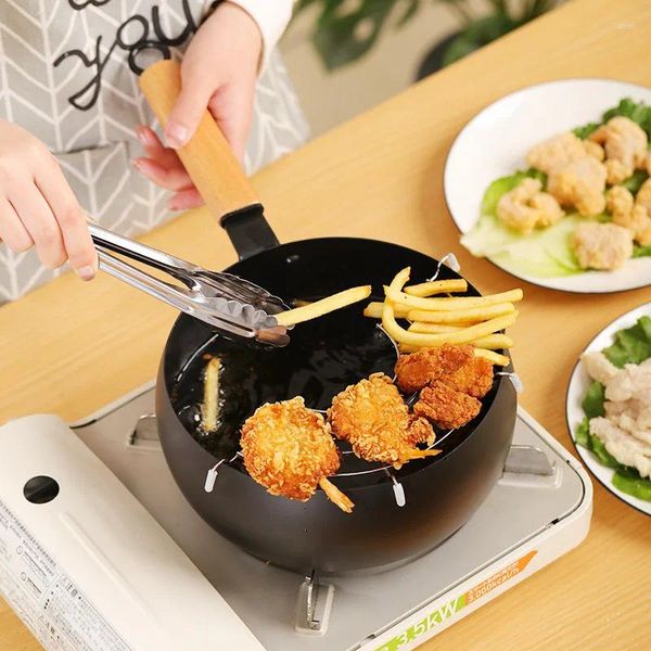 Poêles Ménage antiadhésif Tempura poêle friteuse avec égouttoir à huile casserole de cuisine casseroles poêle ustensiles de cuisine ustensiles de cuisine