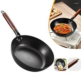 Poêles de fer Poêle en acier au carbone non revêtue Wok Traditionnel 11 "Cuisinière à gaz Cuisinière à induction Universa Cuisine Cookwar Friture antiadhésive