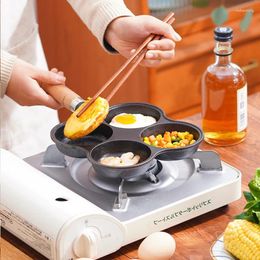 Sartenes Japonés 19 cm Antiadherente Tortilla Pan 4 Agujero Freír Panqueque Maker Con Mango Crepe Para Estufa De Gas Cerámica Eléctrica