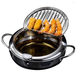 Casserole de cuisson de style japonais avec huile de couvercle drip drainer porte 304 en acier inoxydable pour frites ailes de poulet crevettes