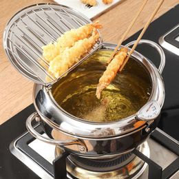 Pannen Koekenpan in Japanse stijl Tempura Minipan Roestvrijstalen friteuse Temperatuurregeling Ollas De Cocina Kookgerei