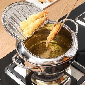 Casseroles Style japonais Frying Pot Tempura Mini Pan En Acier Inoxydable Friteuse Contrôle De La Température Ollas De Cocina Ustensiles De Cuisine