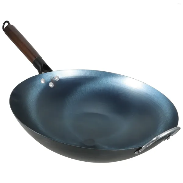 Casseroles Wok japonais avec manche en bois, fourniture de cuisine à domicile, ouvrez le pot pour poêle, fer à frire