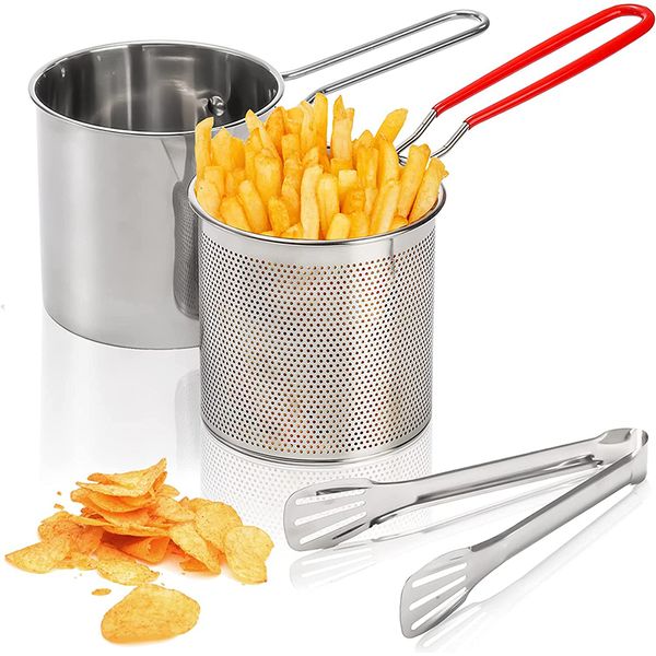 Casseroles LMETJMA Marmite À Frire Avec Passoire Panier Pince En Acier Inoxydable Japonais Tempura Pour Frites Poulet KC0 0 230714