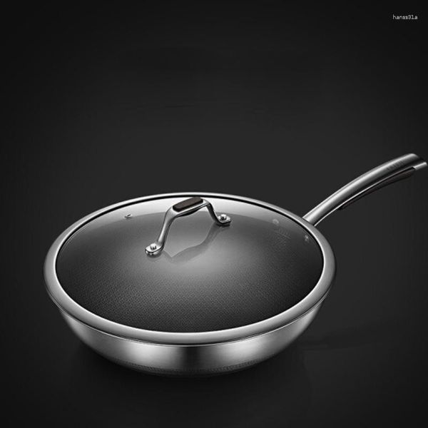 Sartenes Midea 32CM antiadherente Wok 316 Acero inoxidable doble cara panal cocina de inducción de fondo plano llama abierta Universal