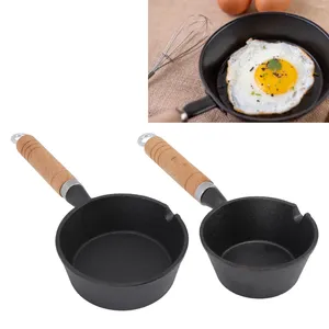 Pans mini poêle à frire en acier inoxydable empêcher le bâton Induction Pot Round Petit-déjeuner Egg de fry avec une longue manche Gadgets