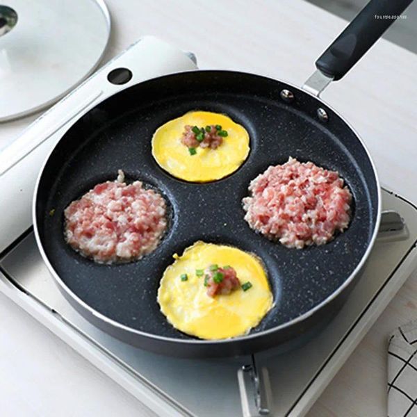 Casseroles Mini poêle antiadhésive à quatre trous portable pour crêpes petit-déjeuner omelette