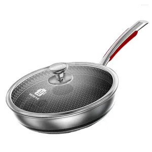 PANS MOEYE Pan à frire antiadhésif 316L Antibactérien en acier inoxydable 28/30/32 cm Induction de cuisson de cuisine