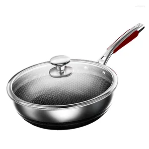 Pannen Non-stick Wok 28Cm 316L Rvs Koekenpan Chinese Honingraat Anti-aanbak Bodem High End Keuken keuken Kookgerei