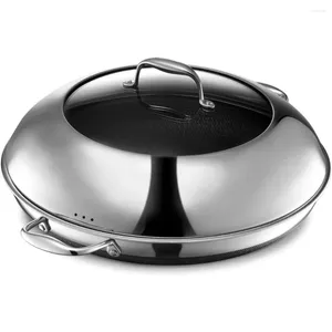 PANS anti-aanbak 14-inch koekenpan met stalen deksel vaatwasser en oven veilige inductie klaar compatibel alle kookplaten