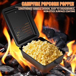 Pannen anti -aanbak popcorn pot multipurpose grill tools met verwijderbare lange handgreep ouderwetse maker voor keuken BBQ