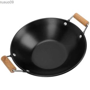 Pans poêle poêle cuit à friture poêle en acier Sauce métallique chaude acier inoxydable chinois pot de mer riz inférieur carbone kitchell2403