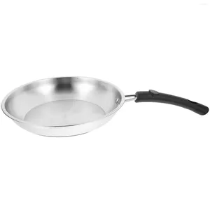 Sartenes, sartén redondeada de acero inoxidable, plato para freír, Wok, hogar, cocina antiadherente, suministro de fondo plano, cocina, antiadherente de cerámica